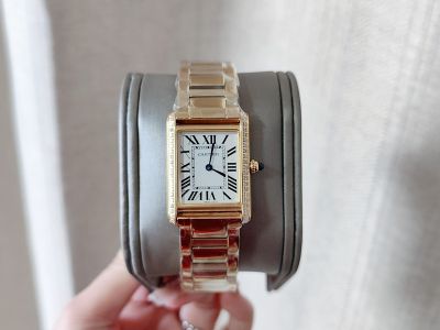 Cartier Tank Must Imported Quartz Movemenet 22*29.5/25.5*33.7MM Gold Diamond Woman Watch